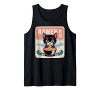 Ramen Noodle Japanese Anime Manga Ramen Kawaii Cat Camiseta sin Mangas