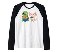 Ramen Noodle Japanese Kawaii Boba Bubble Tea Turtles Axolotl Camiseta Manga Raglan