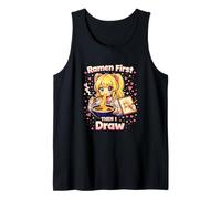 Ramen Primero Luego Dibujo | Artista de Anime Kawaii Camiseta sin Mangas