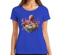 Ramen Pulpo Pulpo Japón Sopa de fideos Anime Camiseta Mujer, azul, XXL