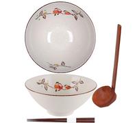 Ramen Set, bowl Vintage Keramik Suppenschalen, Japanische Schüssel, Ramen Schüssel mit Löffel Essstöchen, 1200ml