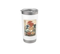 Ramen Shiba Inu Dog Japón Ukiyo-e Style Great Wave Art Vaso térmico de acero inoxidable de doble pared
