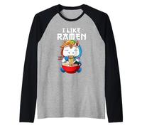 Ramen Unicornio Me Gusta El Ramen Anime Kawaii Japón Camiseta Manga Raglan