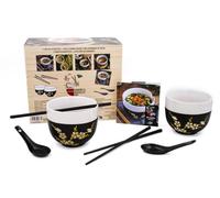Ramens & Noodles Bar: Coffret avec 2 bols à ramen, 2 paires de baguettes, 2 cuillères en céramique