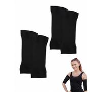 RAMGLYO 2 Pares de Mangas de Compresión para Brazos, Manguitos Reductores Negro, Banda Elástica Moldeadora para Flacidez, Soporte para Lipedema, Deporte y Alivio del Dolor Diario