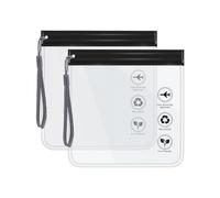 RAMGLYO 2 Piezas Neceser Transparente TSA Aprobado, Impermeable y Antiderrame, Bolsa Líquidos Avión 1 Litro, Apta para Equipaje de Mano, Gadgets de Viaje (20x20cm) (Negro con Asa)