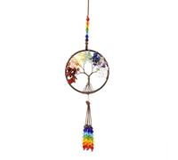 RAMGLYO Árbol de la Vida, Adorno Colgante para Espejo retrovisor del Coche, Piedras de 7 Chakras, Colgante de Cristal curativo, Reiki, Buena Suerte, meditación, decoración para Ventana (Colorido)