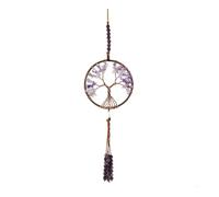 RAMGLYO Árbol de la Vida para Espejo Retrovisor de Coche, 7 Piedras de Chakra, Colgante de Piedra de Cristal Curativo, Interior del Coche, Reiki, Buena Suerte, Meditación, Decoración para Ventanas (D)