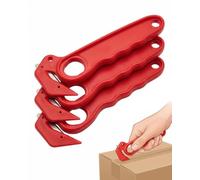 RAMGLYO Cutter de Seguridad 3 Unidades Rojo, Cuchilla Retráctil y Mango Antideslizante, Previene Cortes al Usarlo como Cortador de Cajas Seguro para Almacén y Oficina