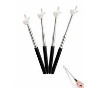 RAMGLYO Puntero Telescópico, 4 Unidades, Acero Inoxidable Negro y Blanco, Punta Suave Anti-Rayas para Pizarras Blancas, Extensión Ajustable para Docentes y Conferencias