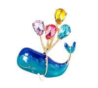 Ramillete de diamantes de imitación de ballena caprichosa con dijes de globo, pin de aleación ligero para uso casual y ocasiones especiales, joyería de ballena para estudiantes, talla única, como se