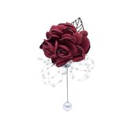 Ramillete de muñeca con ojal, flores for ojales de boda, ramo de flores de mano, pulsera de boda con ramillete de muñeca for dama de honor, ramillete de muñeca de seda burdeos for damas de honor y her
