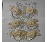 Ramillete de muñeca con ojal, flores for ojales de boda, romántico ramo de rosa marfil for hombre, ramo de boda, ceremonia, ramo de ojales, ramillete de muñeca, decoración for traje de graduación.(6 P