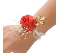 Ramillete de muñeca for ojal, flores for ojales de boda, 2 piezas de flores for muñeca de dama de honor, ramo de boda, fiesta de graduación, pulsera de rosa de satén, flores de tela for mano, suminist