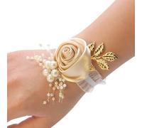 Ramillete de muñeca for ojal, flores for ojales de boda, 2 piezas de flores for muñeca de dama de honor, ramo de boda, fiesta de graduación, pulsera de rosa de satén, flores de tela for mano, suminist