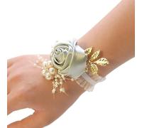 Ramillete de muñeca for ojal, flores for ojales de boda, 2 piezas de flores for muñeca de dama de honor, ramo de boda, fiesta de graduación, pulsera de rosa de satén, flores de tela for mano, suminist