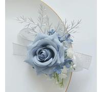Ramillete de muñeca for ojal, flores for ojales de boda, 2 piezas, ramo de flores artificiales for boda, celebración empresarial, apertura, ramillete for invitados, flor for mano azul(A Handed Flower)