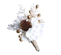 Ramillete de piña, 1 paquete, ramo de boda, diseño de plástico hecho a mano, artesanía de estilo europeo, para novia, novio, fiesta nupcial (blanco)