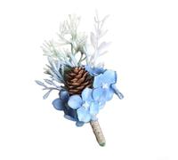 Ramillete de piña de plástico resistente diseñado para uso en bodas, diseñado para complementar trajes de fiesta nupcial y códigos de vestimenta de eventos formales (azul)