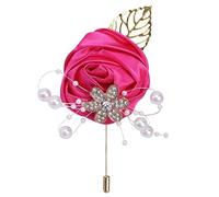 Ramillete, ramillete de muñeca, ramilletes de muñeca para boda, juego de 2, ramillete de muñeca y boutonniere para novia, novio, pulsera de perlas para boda, mujer, flor de mano, hombre, boutonniere