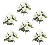 Ramilletes de rosas de Navidad, 6 unidades verde con flores blancas