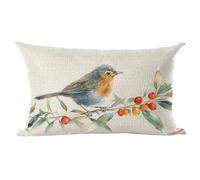 Ramirar Funda de almohada decorativa con diseño de acuarela de pájaro gris y hojas verdes, primavera y verano, funda de almohada lumbar decorativa para el hogar, sala de estar, cama, sofá, coche,