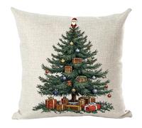 ramirar Funda de Almohada Decorativa con diseño de árbol de Pino Verde Retro con diseño de árbol de Pino Verde con Texto en inglés Merry Christmas, para el hogar, Sala de Estar, Cama, sofá, Coche