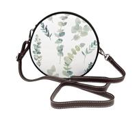 Ramita de follaje natural blanco,Bolso de hombro de piel sintética, bolso cruzado redondo - Bolso circular para mujer
