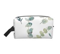 Ramita Verde Natural Blanca Impresa, Bolsa de Maquillaje Bolsa de cosméticos Bolsa de artículos de tocador de Viaje portátil Organizador de Bolsa de Maquillaje