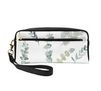 Ramita Verde Natural Blanca Impresa, Bolsa de Maquillaje Bolsa de cosméticos Bolsa de Aseo de Viaje portátil Estuche de Cuero para Mujeres y niñas