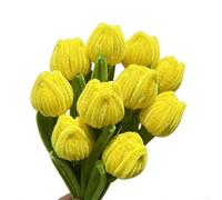 Ramo artificial de tulipanes hecho a mano para decoración de bodas, hogar, oficina, fiesta, con pétalos de aspecto natural y retención de forma (amarillo)