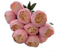 Ramo artificial decorativo de 10 flores para despedida de soltera, boda, recepción, decoración del hogar y uso de estilo (rosa oscuro)