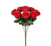 Ramo de 10 Rosas Rojas Artificiales Flores Realistas para Bodas y Hogar