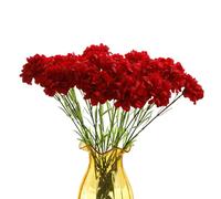 Ramo de 10 tallos de claveles de seda artificial roja, ramo de una sola flor de 20 pulgadas y hoja verde para decoración del hogar, centros de mesa, decoración de boda, fiesta, cumpleaños