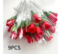 Ramo de 9 piezas de simuladas en empaque prémium para decoración de arreglo floral de escritorio para de San Valentín