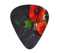 Ramo de amapolas rojas,12 púas de guitarra, 3 grosores diferentes para guitarra acústica, bajo y ukelele