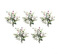 Ramo de bayas de olivo artificial, ramas artificiales realistas para decoración del hogar, jardín y pared, juego de 5 piezas, 39 cm, plástico (morado)