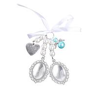 Ramo de boda con dije ovalado de encaje para novia, diseño de ángel con texto en inglés «You Are For Always In My Heart»