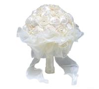 Ramo de boda con flores artificiales de seda, adecuado para novias y damas de honor, hecho para una elegancia duradera y un estilo listo para fotos (blanco)