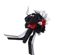 Ramo De Boda Oscuro Estilos Góticos Ramo De Novia Negro Rosa Roja/Orquídeas Y Negras Flores Artificiales Boda Para La Novia, a, Talla única