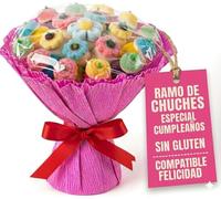 Ramo de Chuches Sin Gluten Tarta de Chuches Original para Cumpleaños Comunión y Boda Regalo Artesanal Hecho a Mano España Niñas Madres Abuelas Tamaño Mediano