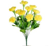Ramo de clavel a base de seda con 10 cabezas de flores para apartamento residencial vestíbulo de hotel o decoración de espacio de trabajo conjunto (amarillo)