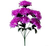Ramo de crisantemo artificial de 7 cabezas de 55 cm, flores de seda para tumba, funeral, boda, decoración del hogar, elegante estilo pastoral chino, bajo mantenimiento, arreglo floral falso (morado)