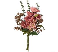 Ramo de flores artificiales, arreglo realista de margaritas e hibiscos en estilo nórdico minimalista, tela de seda, 42 cm, para decoración del hogar, entrada o boda (rojo sandía)