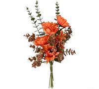 Ramo de flores artificiales, arreglo realista de margaritas e hibiscos en estilo nórdico minimalista, tela de seda, 42 cm, para decoración del hogar, entrada o boda (naranja)