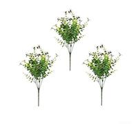 Ramo de flores artificiales con hojas de eucalipto y petunias para centros de mesa de boda, decoración del hogar y uso en estudio(3)