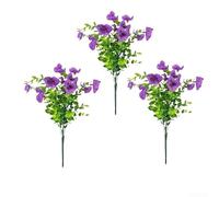 Ramo de flores artificiales con hojas de eucalipto y petunias para centros de mesa de boda, decoración del hogar y uso en estudio(1)