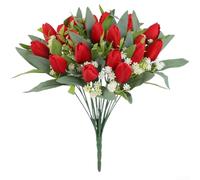 Ramo de flores artificiales con tulipanes y rosas de seda para decoración de mesa de boda, decoración de repisa del hogar y sesiones de fotos profesionales (D)