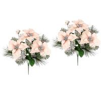 Ramo de flores artificiales de árbol de Navidad, árbol de eucalipto, bayas, abeto, 2 unidades, 45 cm, estrella de Adviento artificial, ramo de Navidad X'Mas, decoración de Navidad, flores decorativas