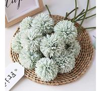 Ramo de flores artificiales de crisantemo, 10 unidades, regalo para personas importantes, gloriosa moral para el hogar, oficina, cafetería, fiestas y bodas (verde claro)